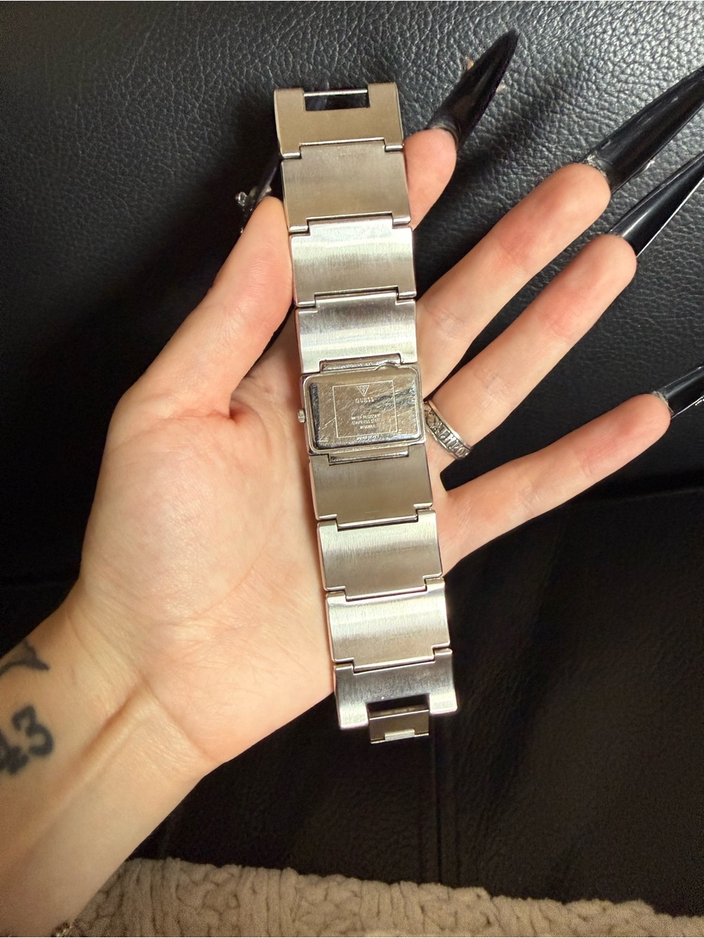 Guess Silver-Tone Chunky Panel Bracelet Watch - Picture 3 of 7